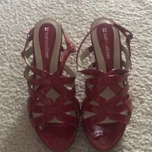 Never worn Naturalizer’s red heeled sandals